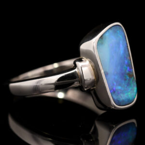 Sterling Silver Blue Green Purple Solid Australian Boulder Opal Ring