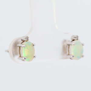 White Gold Blue Green Solid Australian Crystal Opal Stud Earrings