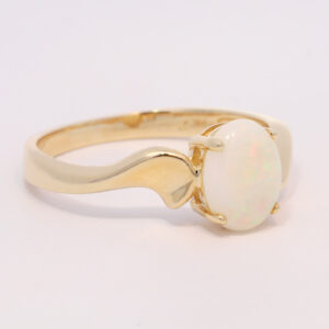 Yellow Gold Green Yellow Orange Red Solid Australian Crystal Opal Engagement Ring