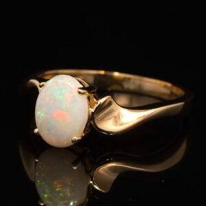 Yellow Gold Green Yellow Orange Red Solid Australian Crystal Opal Engagement Ring