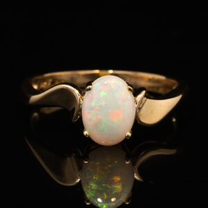 Yellow Gold Green Yellow Orange Red Solid Australian Crystal Opal Engagement Ring