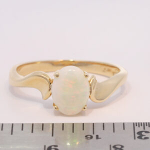 Yellow Gold Green Yellow Orange Red Solid Australian Crystal Opal Engagement Ring