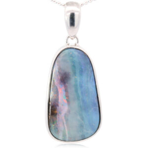 Sterling Silver Blue Green Orange Purple Pink Solid Australian Boulder Opal Pendant Necklace