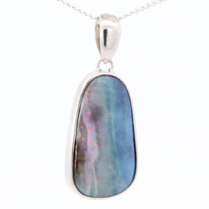 Sterling Silver Blue Green Orange Purple Pink Solid Australian Boulder Opal Pendant Necklace