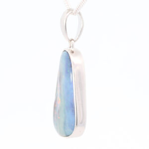 Sterling Silver Blue Green Orange Purple Pink Solid Australian Boulder Opal Pendant Necklace