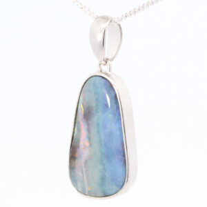 Sterling Silver Blue Green Orange Purple Pink Solid Australian Boulder Opal Pendant Necklace