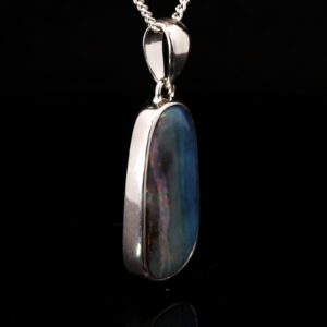 Sterling Silver Blue Green Orange Purple Pink Solid Australian Boulder Opal Pendant Necklace