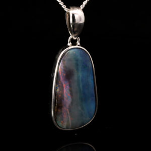 Sterling Silver Blue Green Orange Purple Pink Solid Australian Boulder Opal Pendant Necklace