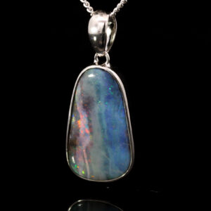 Sterling Silver Blue Green Orange Purple Pink Solid Australian Boulder Opal Pendant Necklace