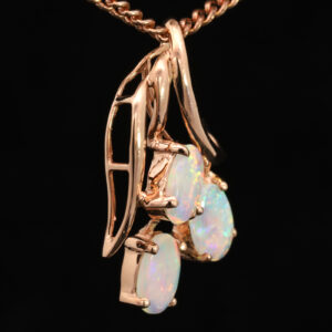 Rose Gold Blue Green Orange Red Solid Australian Crystal Opal Pendant Necklace