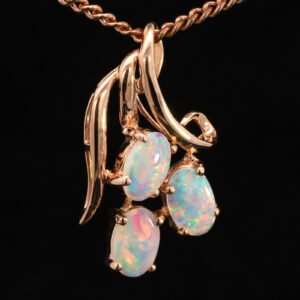 Rose Gold Blue Green Orange Red Solid Australian Crystal Opal Pendant Necklace