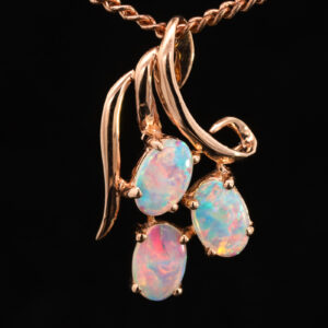 Rose Gold Blue Green Orange Red Solid Australian Crystal Opal Pendant Necklace