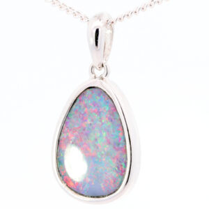 Sterling Silver Blue Green Yellow Pink Purple Australian Doublet Opal Pendant Necklace