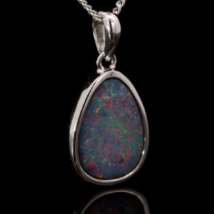 Sterling Silver Blue Green Yellow Pink Purple Australian Doublet Opal Pendant Necklace