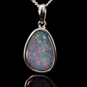 Sterling Silver Blue Green Yellow Pink Purple Australian Doublet Opal Pendant Necklace