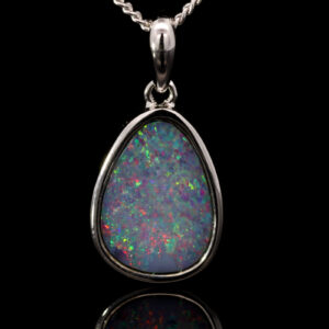 Sterling Silver Blue Green Yellow Pink Purple Australian Doublet Opal Pendant Necklace