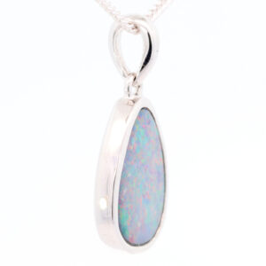 Sterling Silver Blue Green Yellow Pink Purple Australian Doublet Opal Pendant Necklace