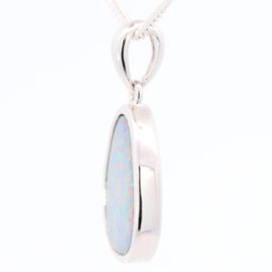 Sterling Silver Blue Green Yellow Pink Purple Australian Doublet Opal Pendant Necklace