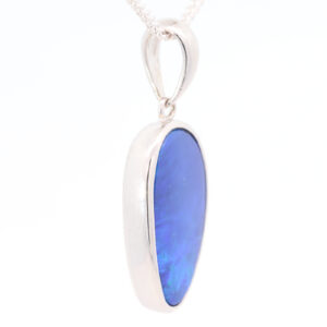 Sterling Silver Blue Purple Australian Doublet Opal Pendant Necklace