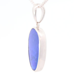 Sterling Silver Blue Purple Australian Doublet Opal Pendant Necklace