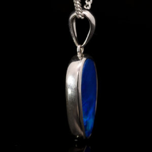 Sterling Silver Blue Purple Australian Doublet Opal Pendant Necklace