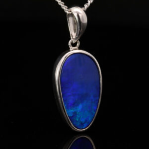 Sterling Silver Blue Purple Australian Doublet Opal Pendant Necklace