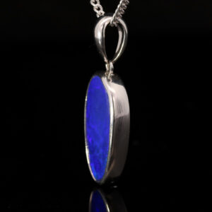 Sterling Silver Blue Purple Australian Doublet Opal Pendant Necklace