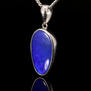 Sterling Silver Blue Purple Australian Doublet Opal Pendant Necklace