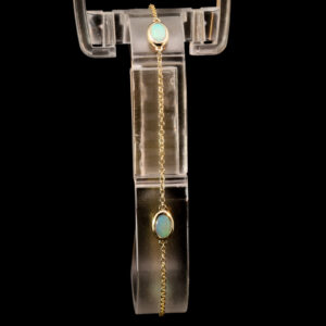 Yellow Gold Blue Green Solid Australian Crystal Opal Bracelet