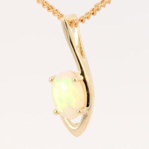 Yellow Gold Green Yellow Orange Solid Australian Crystal Opal Pendant Necklace