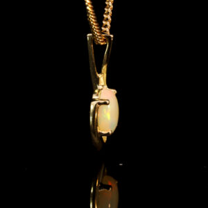 Yellow Gold Green Yellow Orange Solid Australian Crystal Opal Pendant Necklace