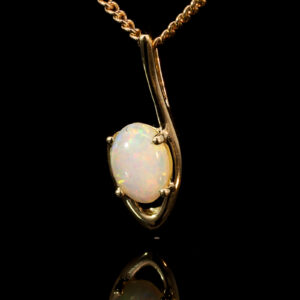 Yellow Gold Blue Green Yellow Orange Pink Solid Australian Crystal Opal Pendant Necklace