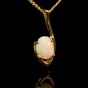 Yellow Gold Blue Green Yellow Orange Pink Solid Australian Crystal Opal Pendant Necklace