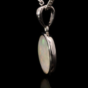 Sterling Silver Green Yellow Orange Pink Solid Australian Semi Black Opal Pendant Necklace