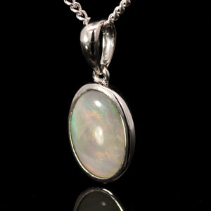 Sterling Silver Green Yellow Orange Pink Solid Australian Semi Black Opal Pendant Necklace