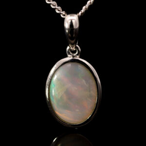 Sterling Silver Green Yellow Orange Pink Solid Australian Semi Black Opal Pendant Necklace