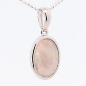 Sterling Silver Green Yellow Orange Pink Solid Australian Semi Black Opal Pendant Necklace