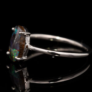 Sterling Silver Blue Green Yellow Orange Red Solid Australian Boulder Opal Ring