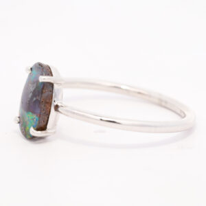 Sterling Silver Blue Green Yellow Orange Red Solid Australian Boulder Opal Ring