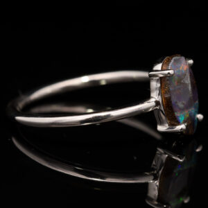 Sterling Silver Blue Green Yellow Orange Red Solid Australian Boulder Opal Ring