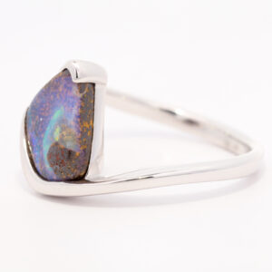 Sterling Silver Blue Green Purple Orange Solid Australian Boulder Opal Ring