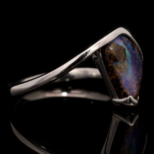 Sterling Silver Blue Green Purple Orange Solid Australian Boulder Opal Ring