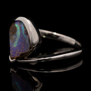 Sterling Silver Blue Green Purple Orange Solid Australian Boulder Opal Ring