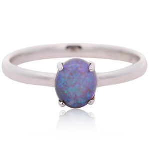 Sterling Silver Blue Green Solid Australian Black Opal Ring