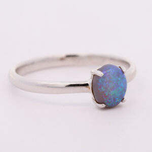 Sterling Silver Blue Green Solid Australian Black Opal Ring