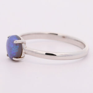 Sterling Silver Blue Green Solid Australian Black Opal Ring