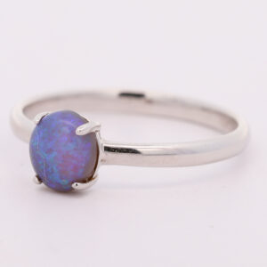 Sterling Silver Blue Green Solid Australian Black Opal Ring