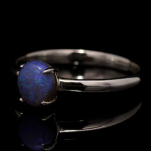 Sterling Silver Blue Green Solid Australian Black Opal Ring