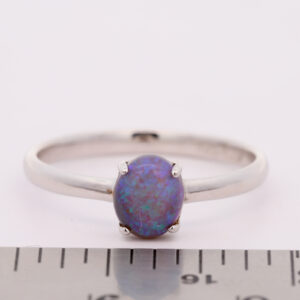 Sterling Silver Blue Green Solid Australian Black Opal Ring