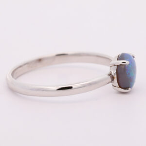 Sterling Silver Blue Green Solid Australian Black Opal Ring